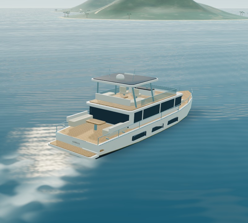 Aurelia, the original 28-metre luxury yacht rendered by the game